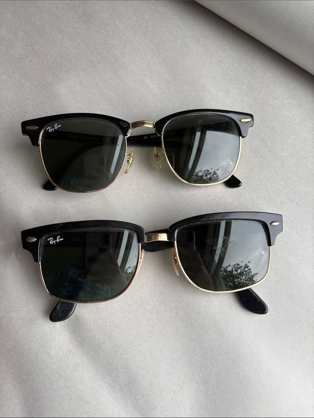 Ray-Ban Black and Gold Clubmaster Sunglasses Pair